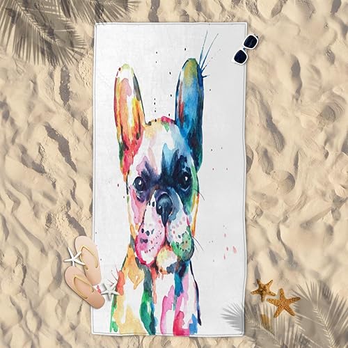 Miniatura 3 de Toalla de baño para niños, piscina, playa, 30 x 60 pulgadas, acuarela, de gran tamaño, de microfibra de secado rápido, con patrón de perro, ligera,