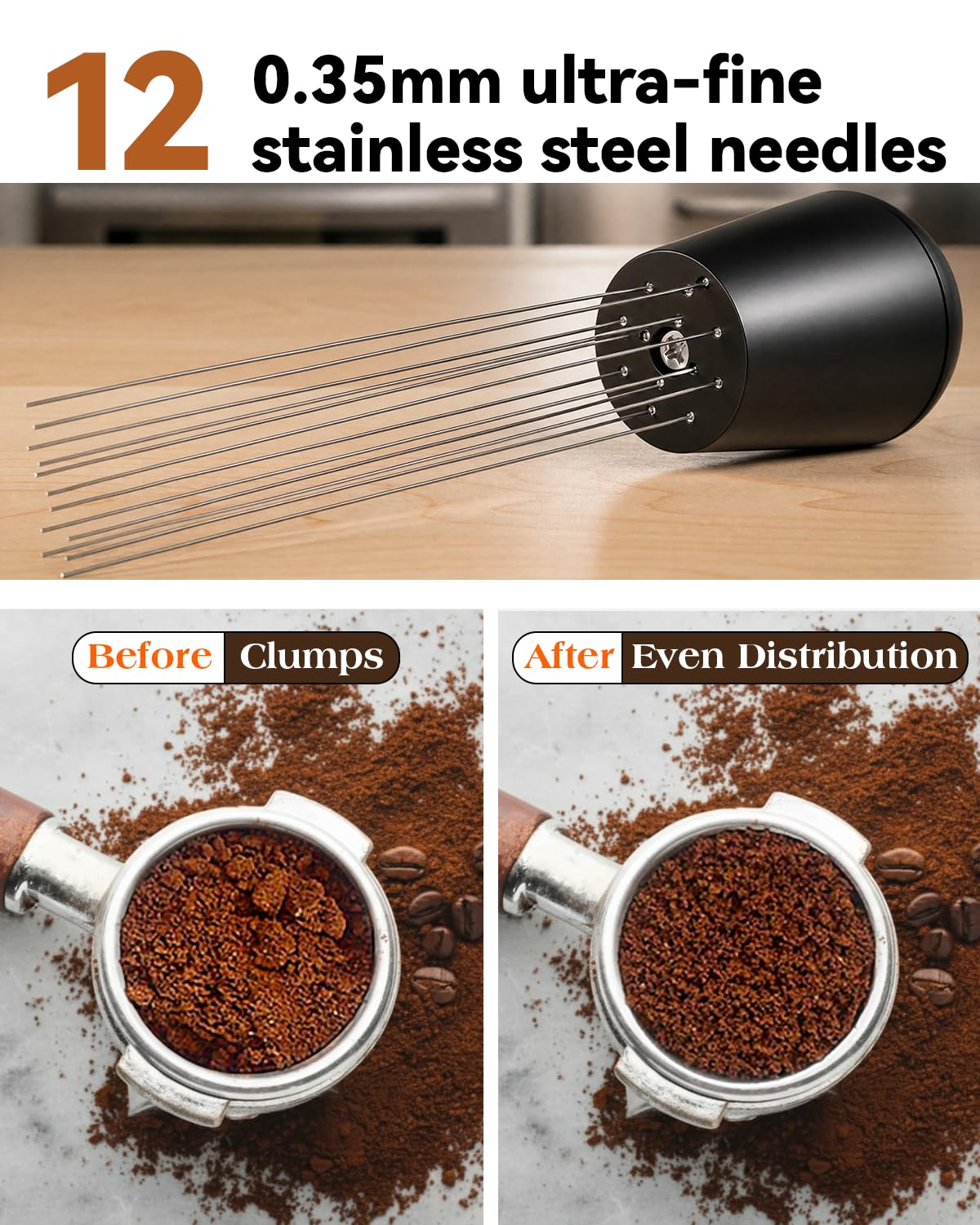 Zestaw akcesoriów Espresso 51 mm, Tamper, Dystrybutor Kawy, WDT Tool