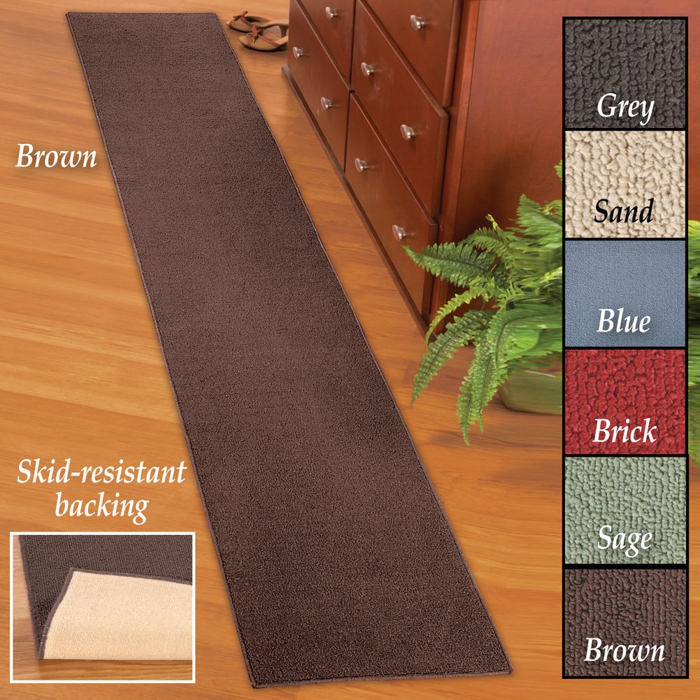 Collections Etc Extra Long Skid-Resistant Floor Hallway Kitchen Runner Rug, Sand, 20" X 120"