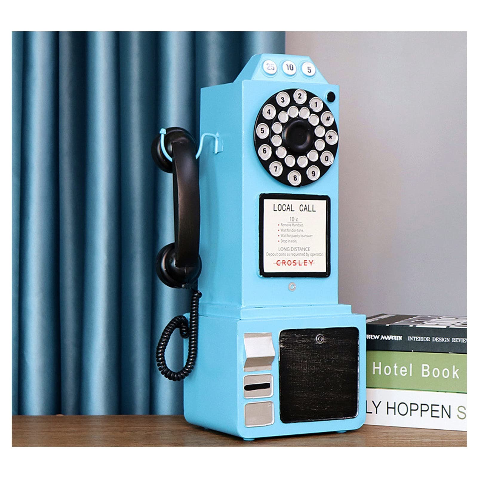 Meiiron Decorative Telephones, Vintage Telephone Model Retro Booth Home Decoration Ornament European-Style Minimalist Home Furnishing Accessories Theme Bar Cafe Display Props (Color : Blue)