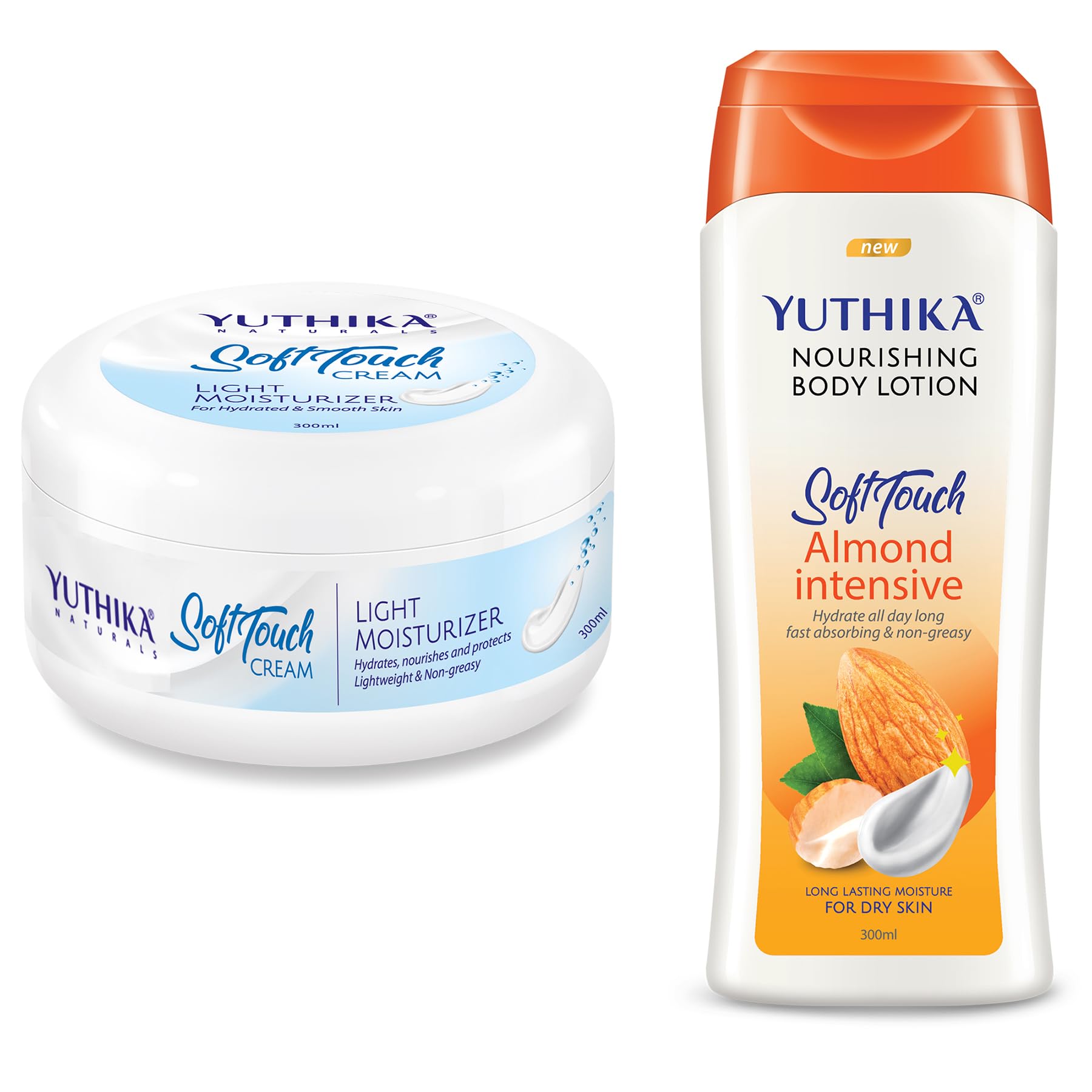 Yuthika Almond Body Lotion 300 ml and Soft Touch Face Cream 300 ml Combo Hydrating Moisturizer for All Skin Types Non Greasy Body Lotion for Men and Women Nourishing Face Cream for Dry Skin-picture-15