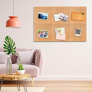 Uoisaiko Bulletin Board 6 Pack Large Pin Board 11.8" x 11.8", Felt Board Tiles with 30 Push Pins Alternative to Cork Board for Wall Damage-Free, Self Adhesive Notice Board Memo Board for Home Office