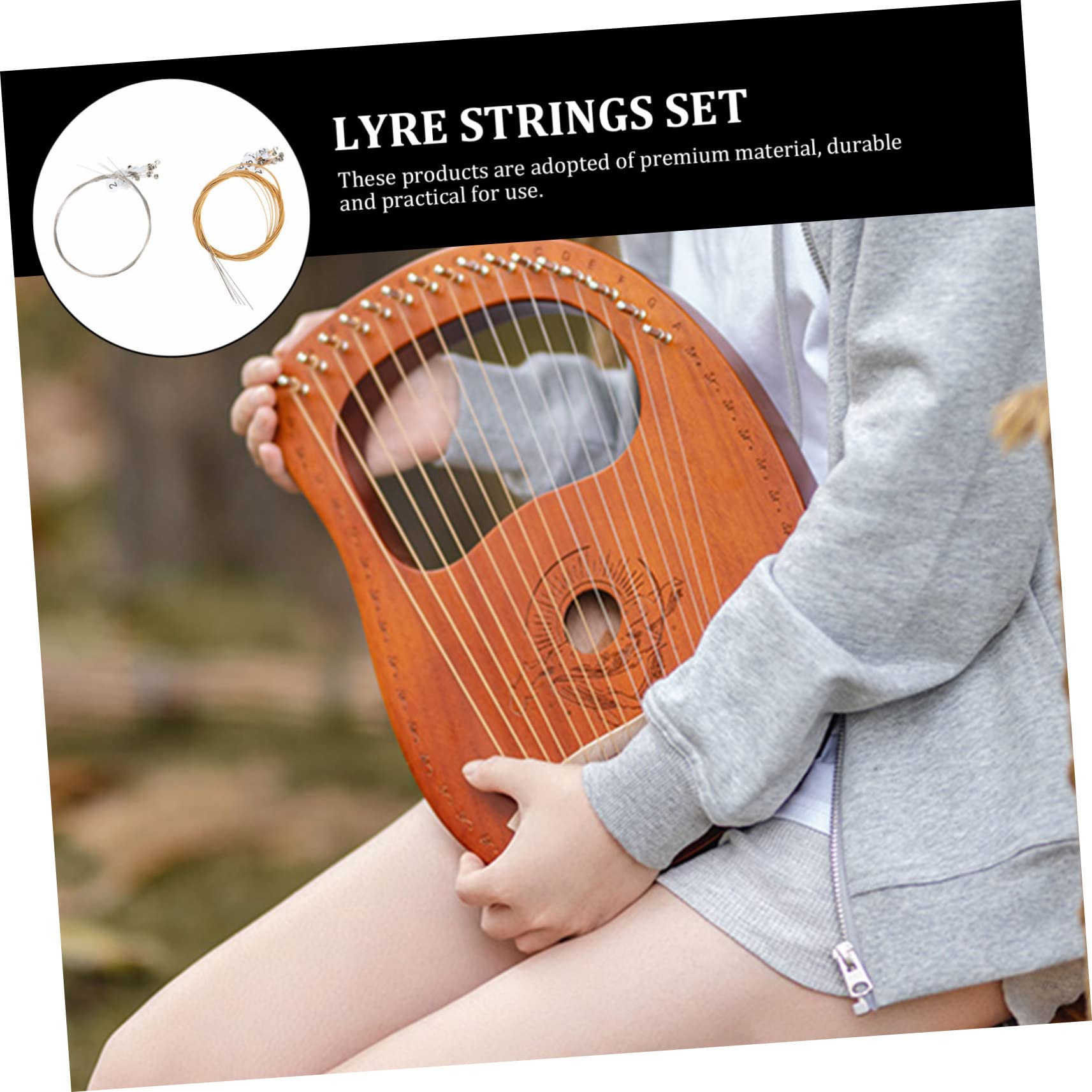 ibasenice 5sätze Lyra Saiten Stimmungsfähige Ersatzsaiten Für Lyra Robuste Metallsaiten Musikzubehör Für Anfänger Und Profis Für Harmonischen Und Einfache Installation