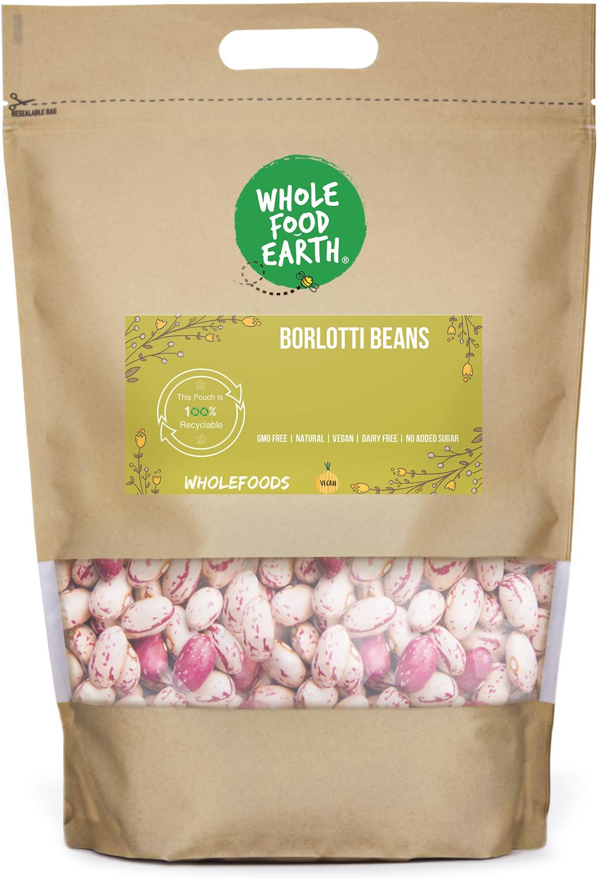 Borlotti Beans 1 kg | GMO Free | Natural | High Fibre | High Protein