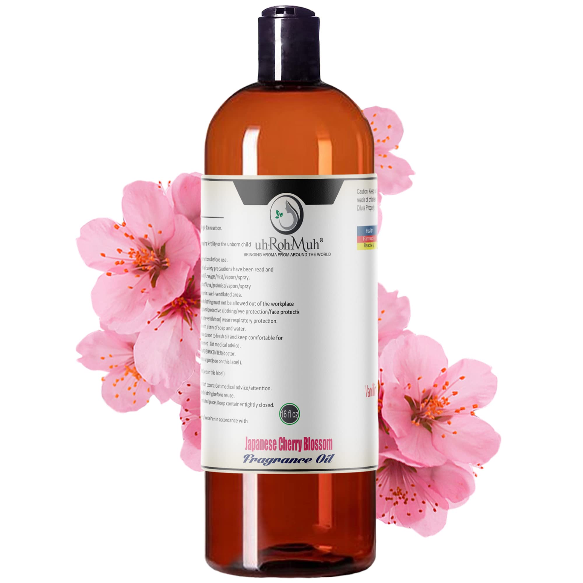uh*Roh*Muh Japanese Cherry Blossom Fragrance Oil 16 fl oz for Diffuser, Skin, Hair & Aromatherapy - Made in USA Cherry Fragrance Oil - Soap Safe & Vegan Cherry Blossom Oil