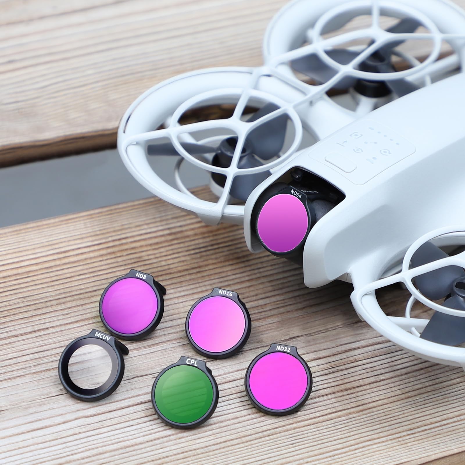 Filtro para dji Neo ND64 ND8 Juego de filtros Reducción de luz MCUV Cámara de Vuelo ND16 Marco Ultrafino Cristal óptico Drone Lente Filtro Accesorios (6-Piece Set)