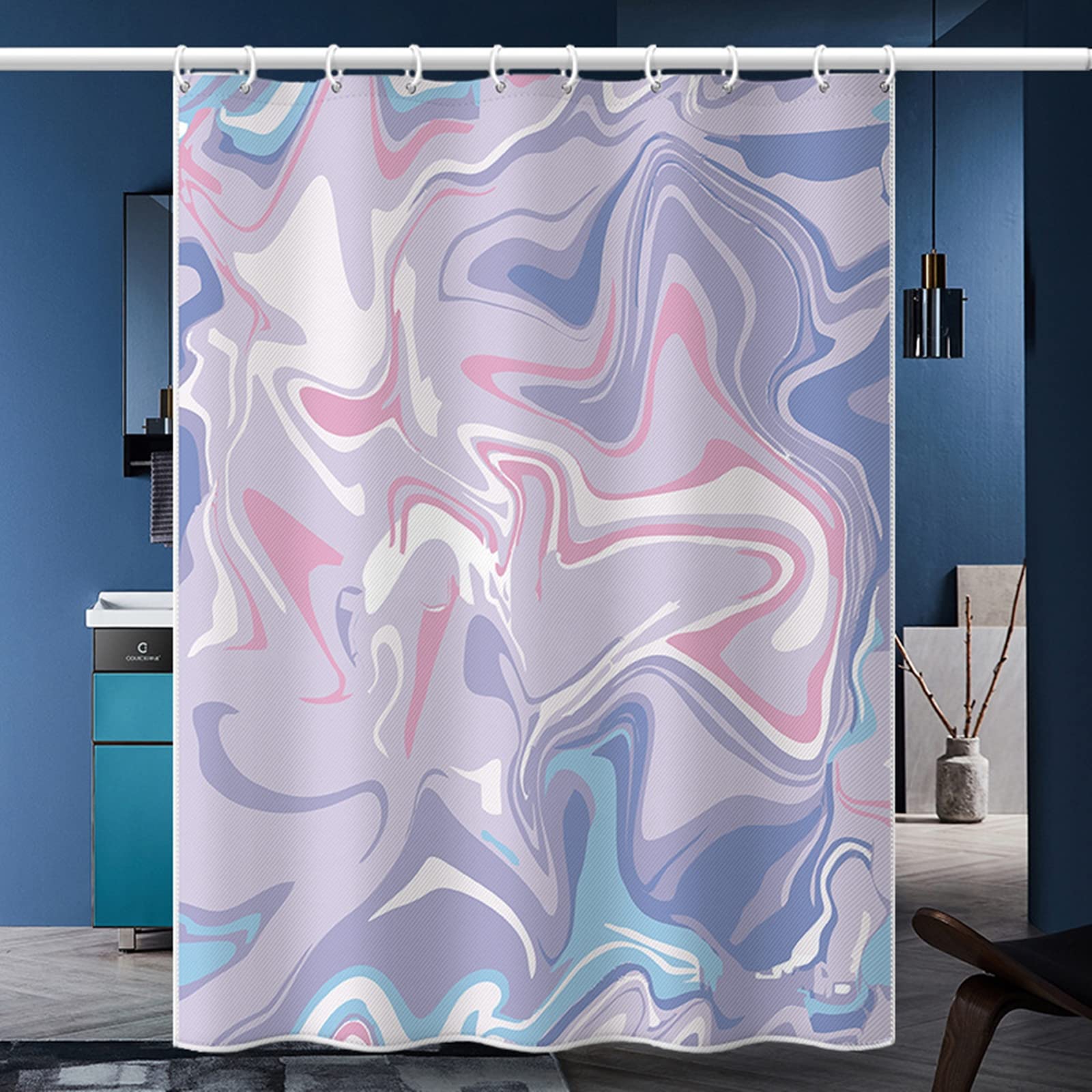 Rideau de douche 200x200cm en polyester anti moisissure pour salle de bain