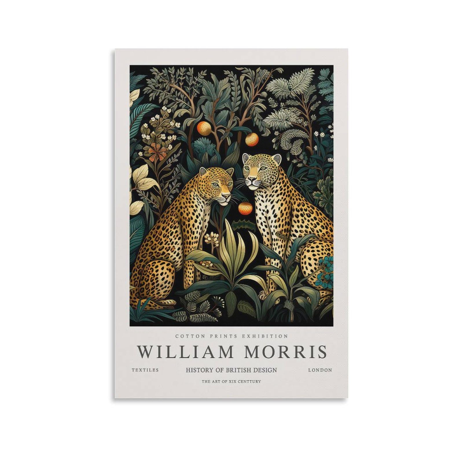 William Morris Vintage Leopard Felines Flower Wall Art Poster For Room Aesthetic Canvas Bathroom Art Wall Decor Photo Prints 20x30inch(50x75cm)
