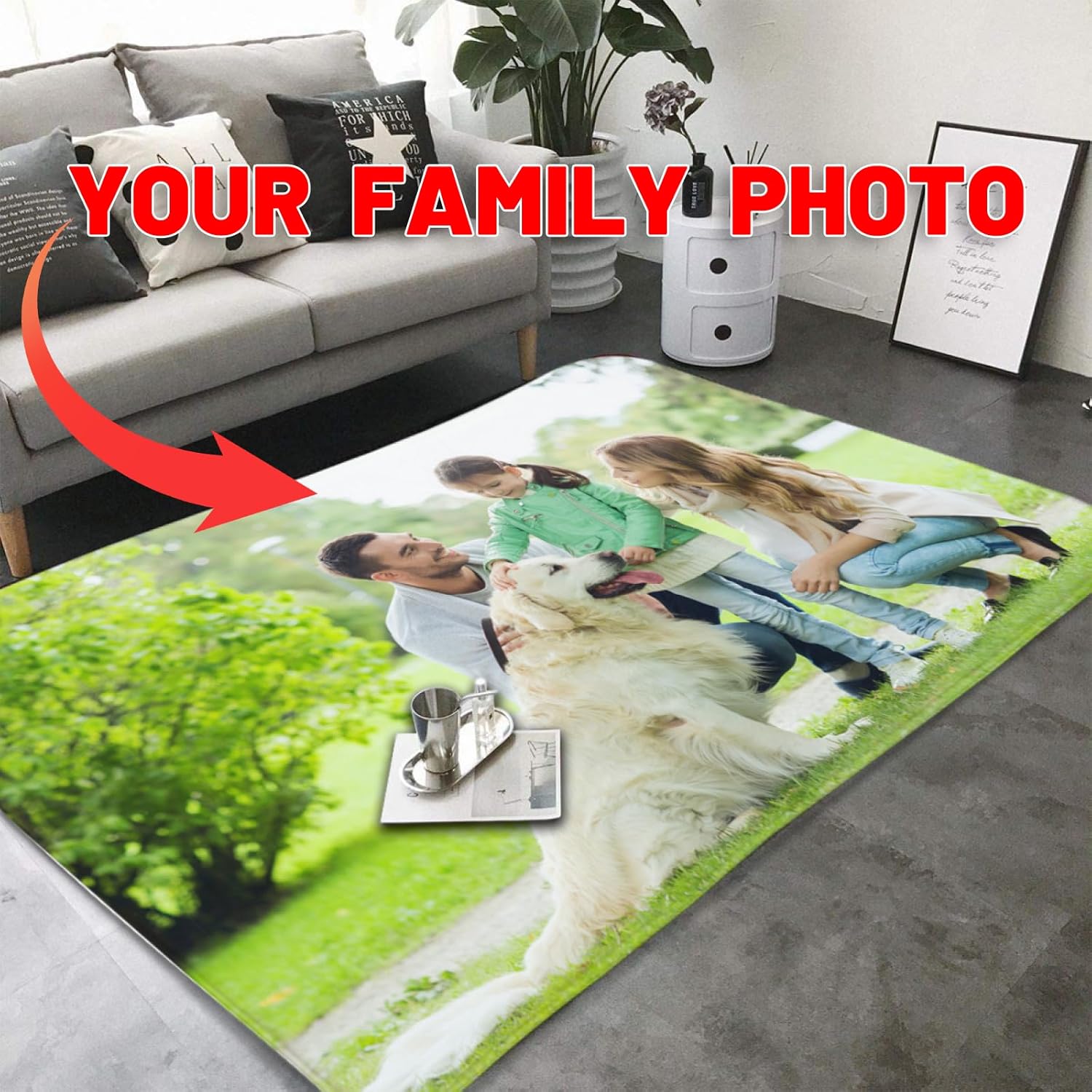 Custom Rug Personalized Rug Area Carpet with Your Image Logo Text Photo, Anti Slip Door Mat Decorative for Bedroom Living Room Office Garden Balcony 48 x 72 Inch Christmas