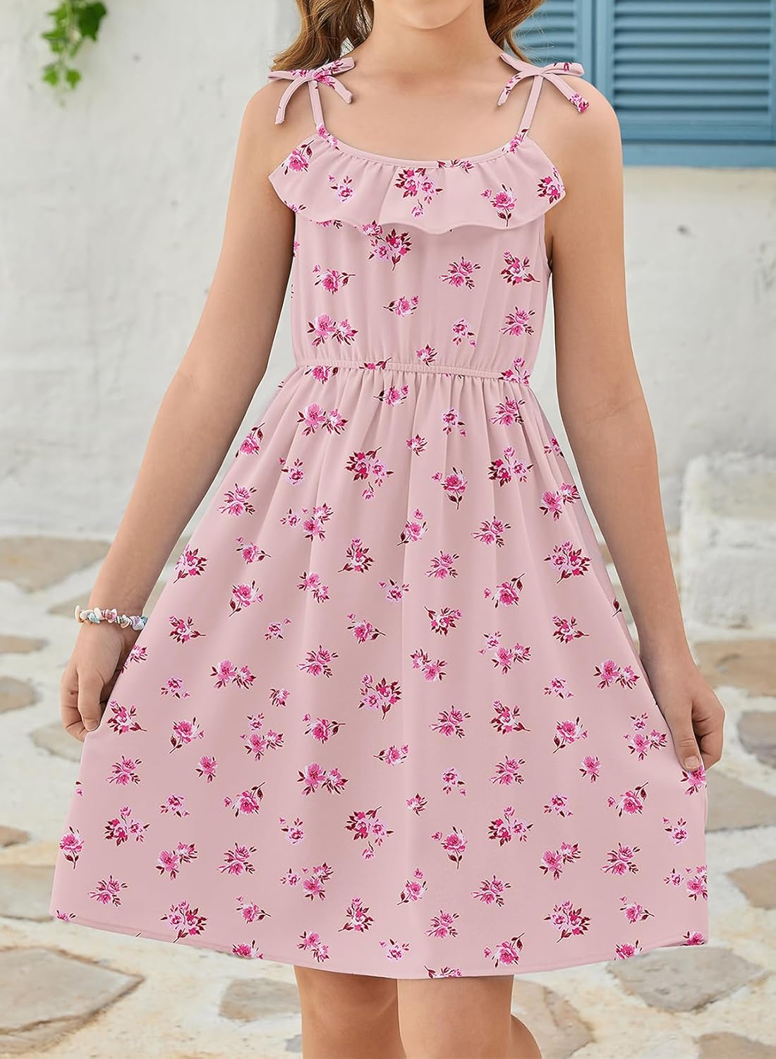 blibean Girls Summer Sundress Floral Print Strap Sleeveless Dress Size 6-15 Years - Image 2