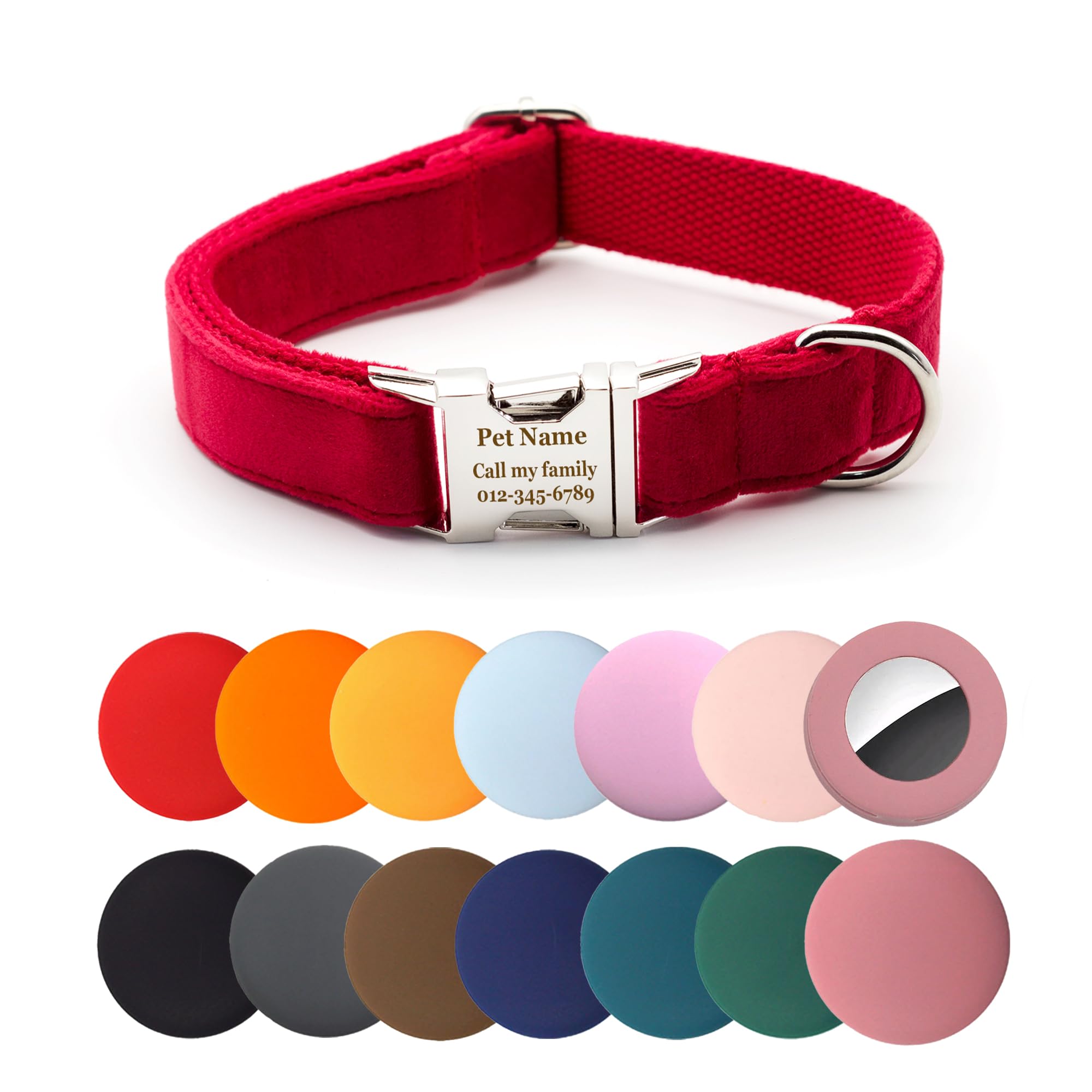 Personalized Dog Collar Thick Velvet (Multi-Colored)