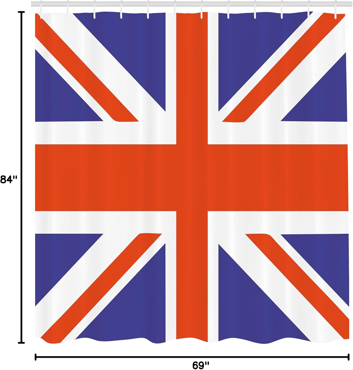 Ambesonne Union Jack Shower Curtain, Classic Traditional Flag United Kingdom Modern British Loyalty, Cloth Fabric Bathroom Decor Set with Hooks, 69" W x 84" L, Royal Blue White