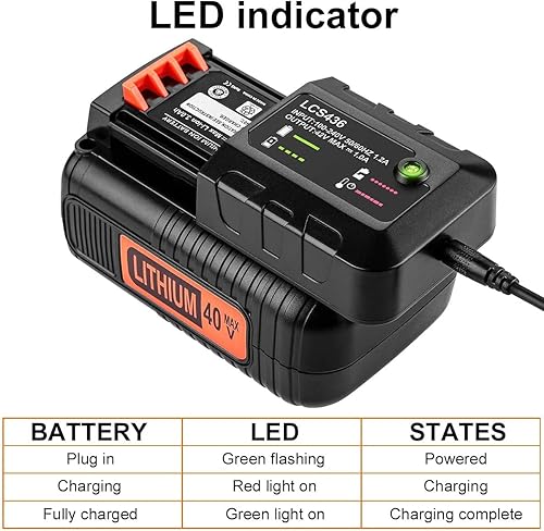 Miniatura 7 de Powilling 3.5Ah 40 Volt Max Replacement Black and Decker 40V Lithium Battery LBX2040 LBXR36 LBXR2036 LST540 LBX1540 LST136W with Portable Charger