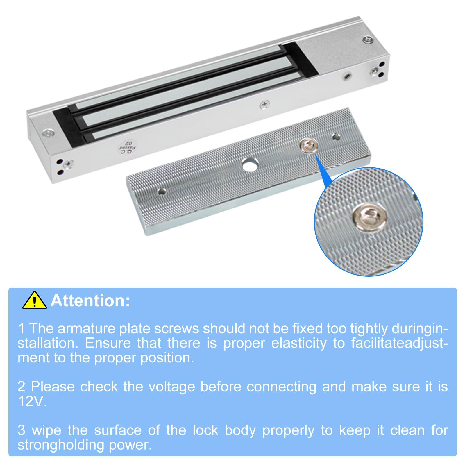 Serrure électromagnétique pour porte simple 280 kg Force de maintien 12 V NC pour système de contrôle d'accès Serrure magnétique à porte unique