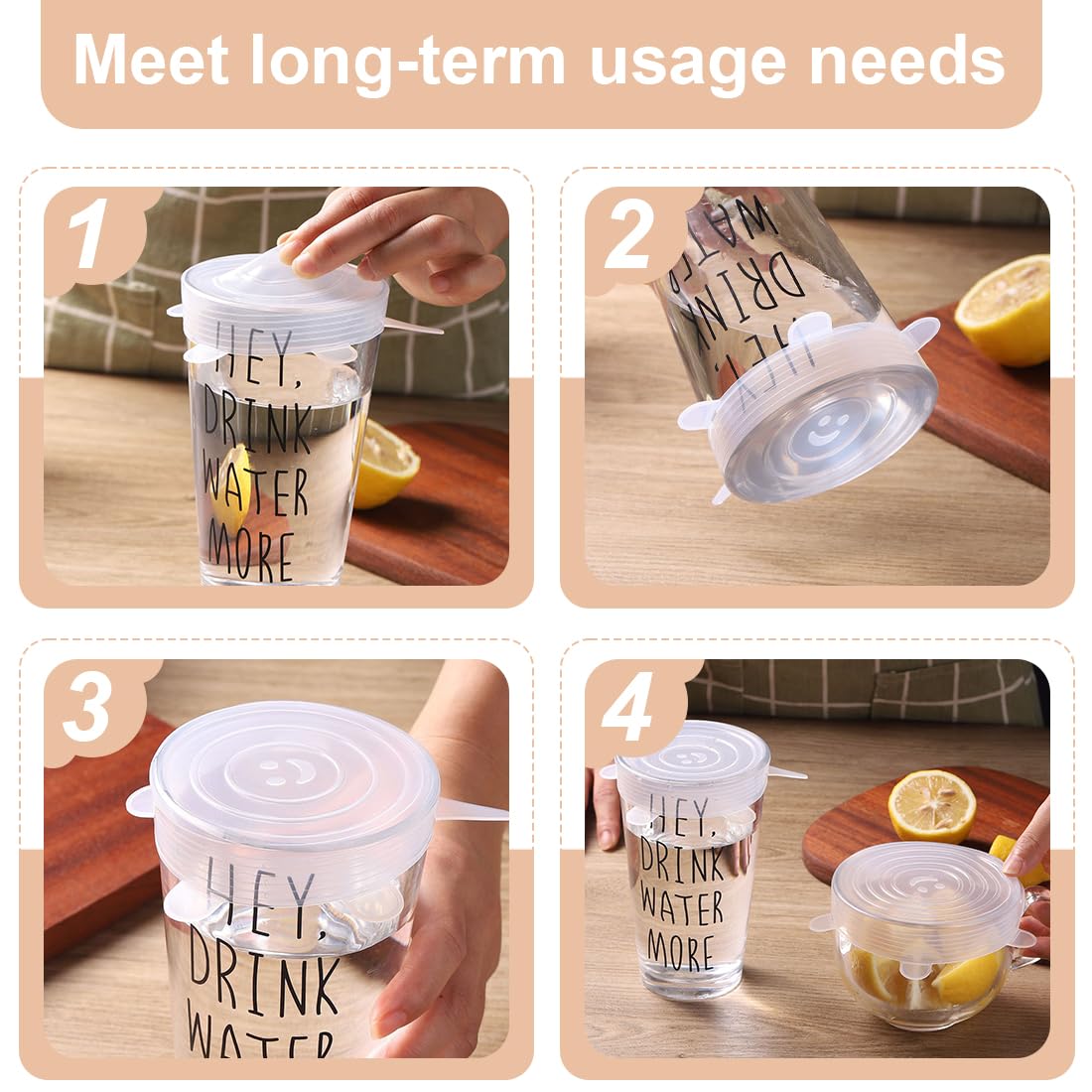 Lot De 6 Couvercles En Silicone Extensibles 6,5 Cm - Universels Pour Pots, Bols Et Aliments