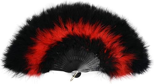 Miniatura 4 de Marabou - Abanico plegable de mano, accesorios de plumas para disfraz de Halloween, decoración de fiesta de té, arcoíris