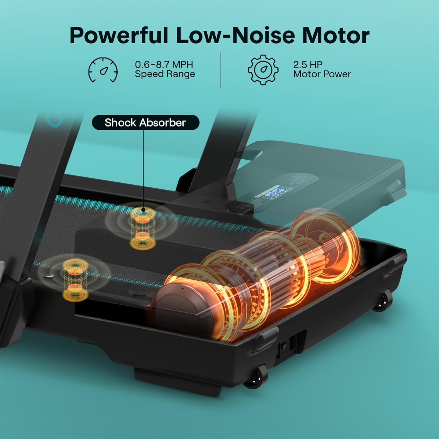 SereneLife Portable Foldable Treadmill for Home, 8.7 MPH Shock Absorption, LED Display Under Desk Walking Mat for Home Office, Walking pad with Handle bar, App Support, 350lb Capacity SLFOLD30.7