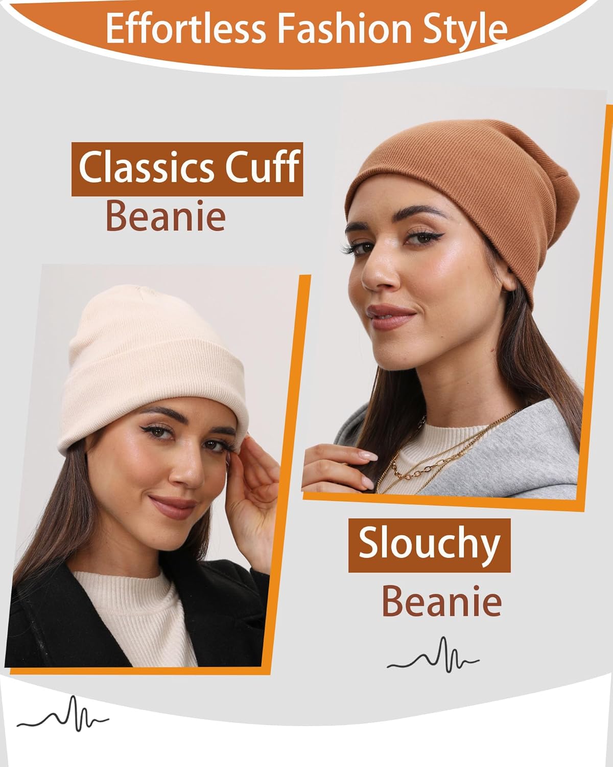 100% Cotton Beanie Hat- Unisex Ultra Soft Winter Warm Stretch Knit Cuffed Hats Fisherman Beanies Skull Cap - Image 3