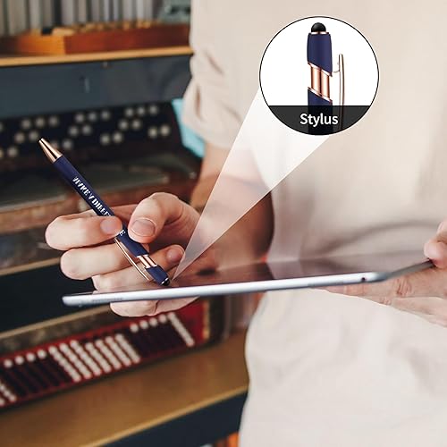 Miniatura 5 de Auto-aAtend Bolígrafos personalizados, 8 bolígrafos de metal grabados personalizados con lápiz óptico para ejecutivos, profesores y estudiantes (MIX