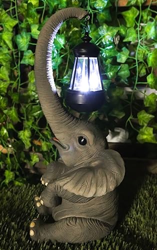 Miniatura 8 de Ebros - Luces caprichosas para tronco, estatua de elefante con luz LED solar, farol, circo, ternero, elefantes, decoración para el hogar, patio,