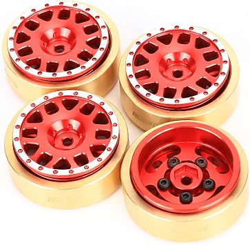 RCAWD 1.2 Inch Beadlock Rim Aluminum & Brass for 1/18 CR18P EVO Rock Van Trail Hunter Series Upgrades Part Red
