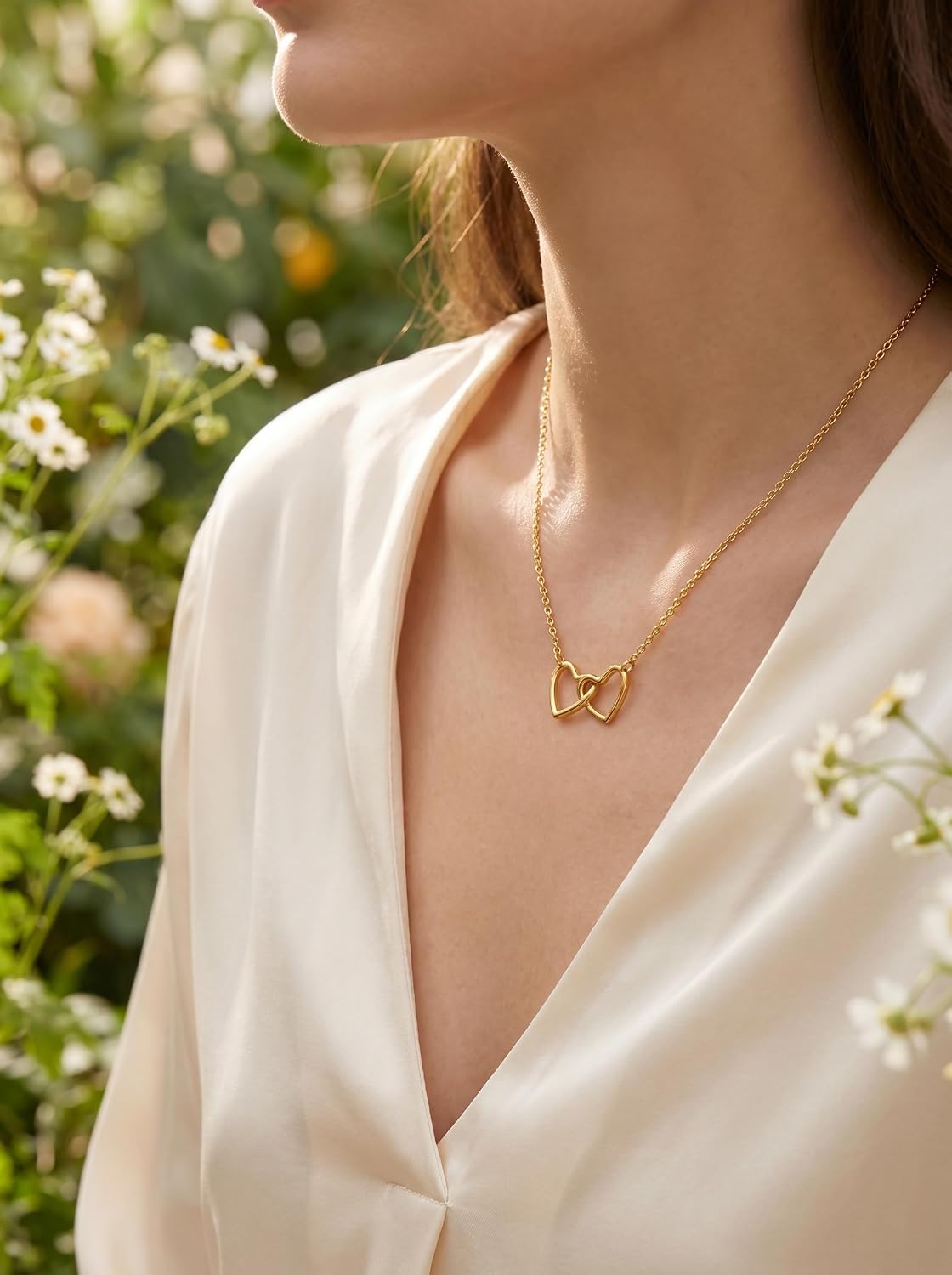 Dainty 18K Gold Heart Necklace for Women Mothers Valentines Gift