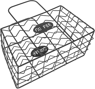 Coffee Capsule Organizer Metal Basket with Handle, Iron Countertop Storage | Large Capacity for Snacks and Office Supplies, Reusable Black Design, Compact Organizer for Desk or Kitchen