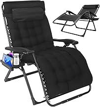 Garden Sun Lounger 33 Inch 3XL Adjustable Folding Sun Lounger with Mattress and Headrest for Outdoor Balcony Picnic, Black