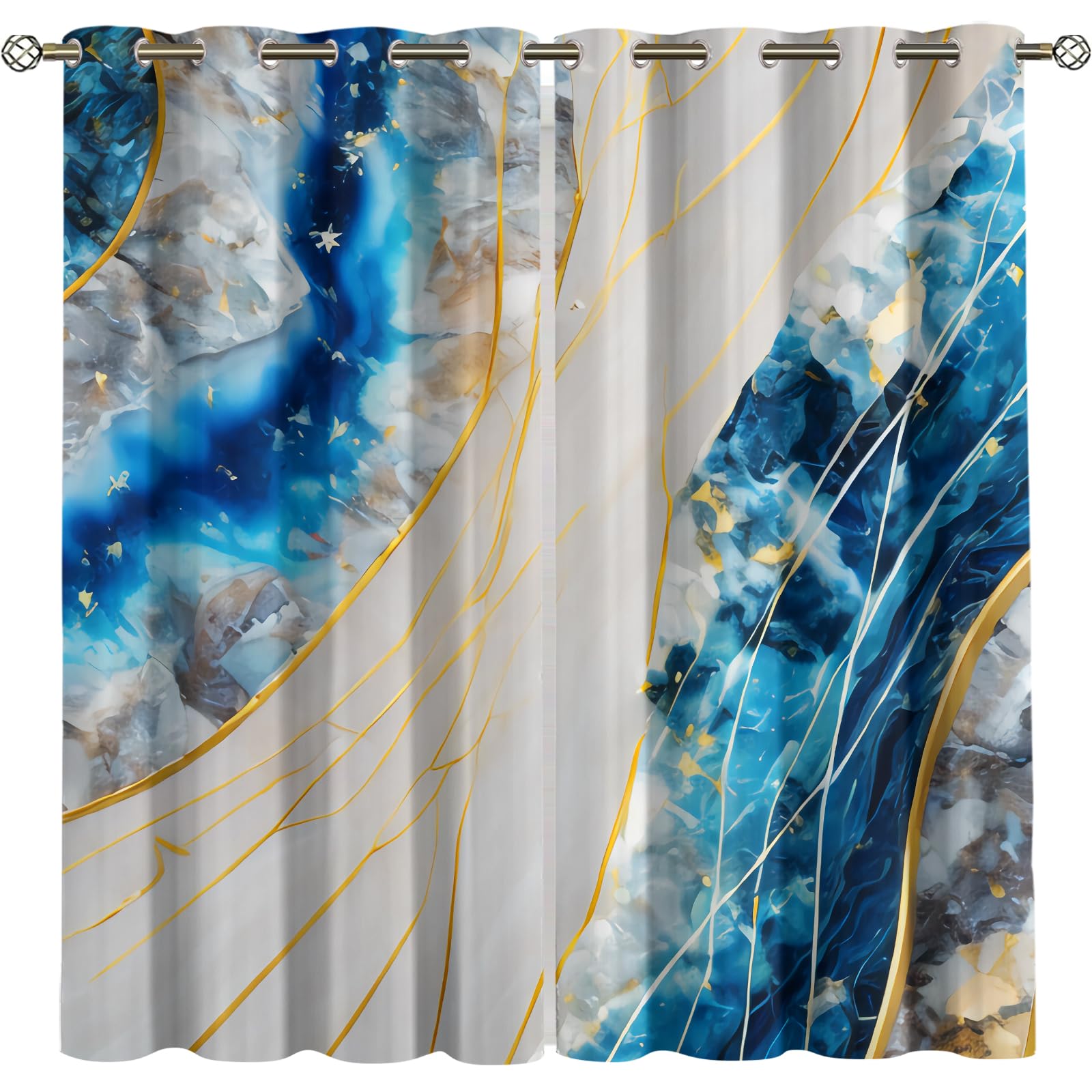 Rideaux occultants thermiques pour salon et chambre rideau occultant bleu blanc 200x214