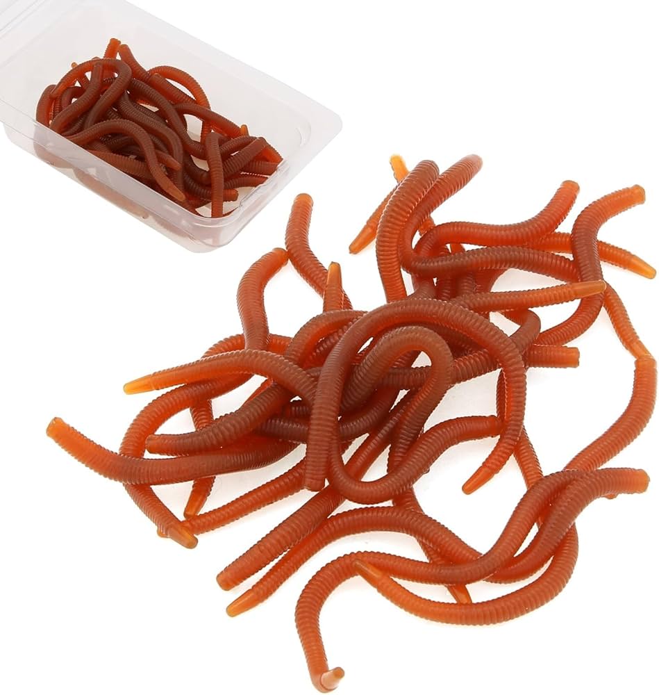 60 Pezzi Falso Lombrico Finto Trucco Giocattolo Plastica Morbido Elastico Realistico Lombrichi Simulato Esche Da Pesca Esche Per La Decorazione Di Halloween