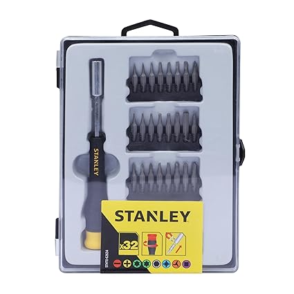 STANLEY STHT0-62634 32-Piece Precision Screwdriver Set with Fast Tip Recognition for Home, DIY & Professional Use, Ideal for Carpentry, Mechanical, Electrical & Plumbing Tasks, YELLOW & GREY