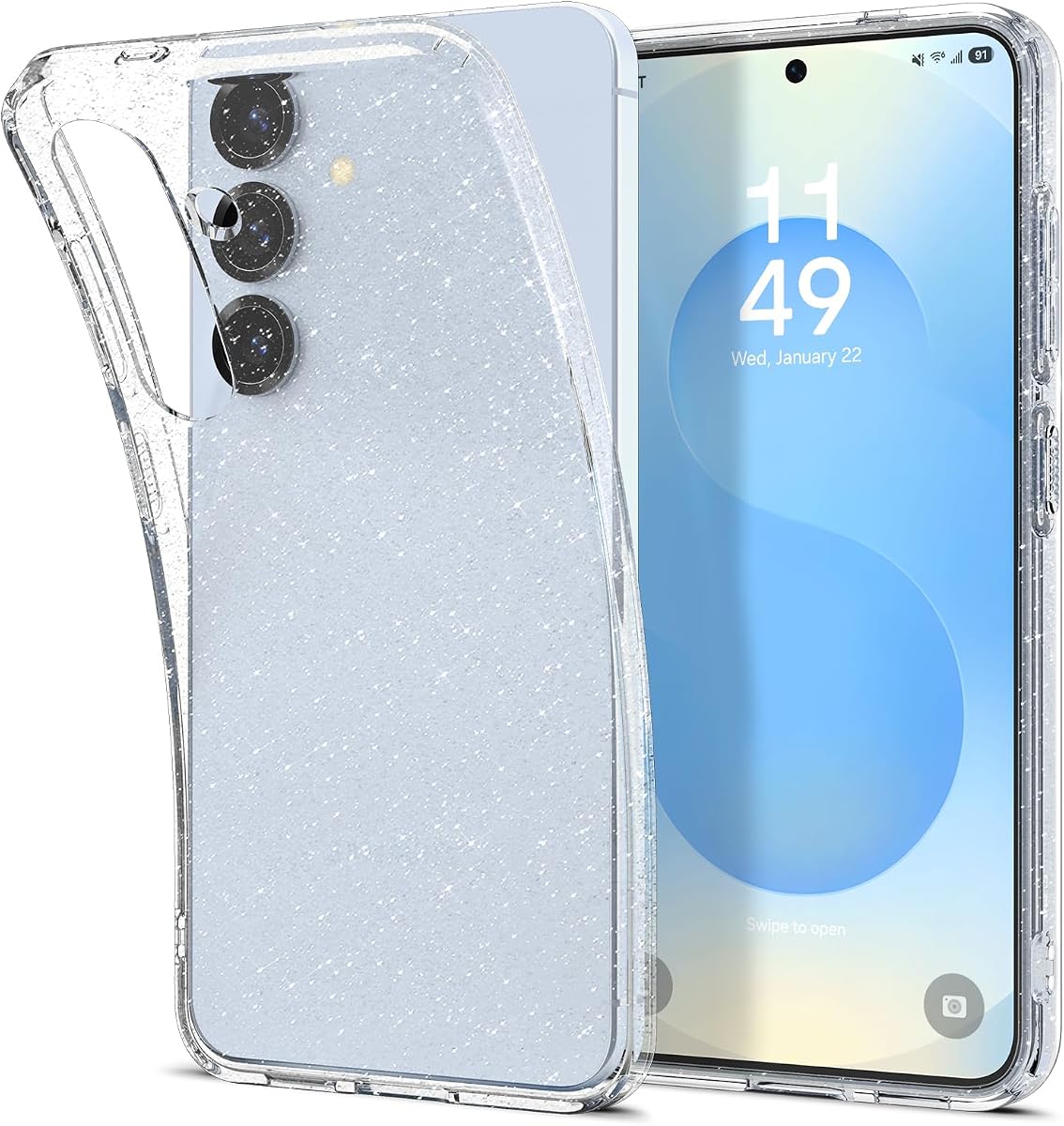 Spigen Liquid Crystal Glitter Diseñado para Galaxy S25 Case (2025) [Anti-Amarillamiento], [Protección de Grado Militar] - Cuarzo Cristal