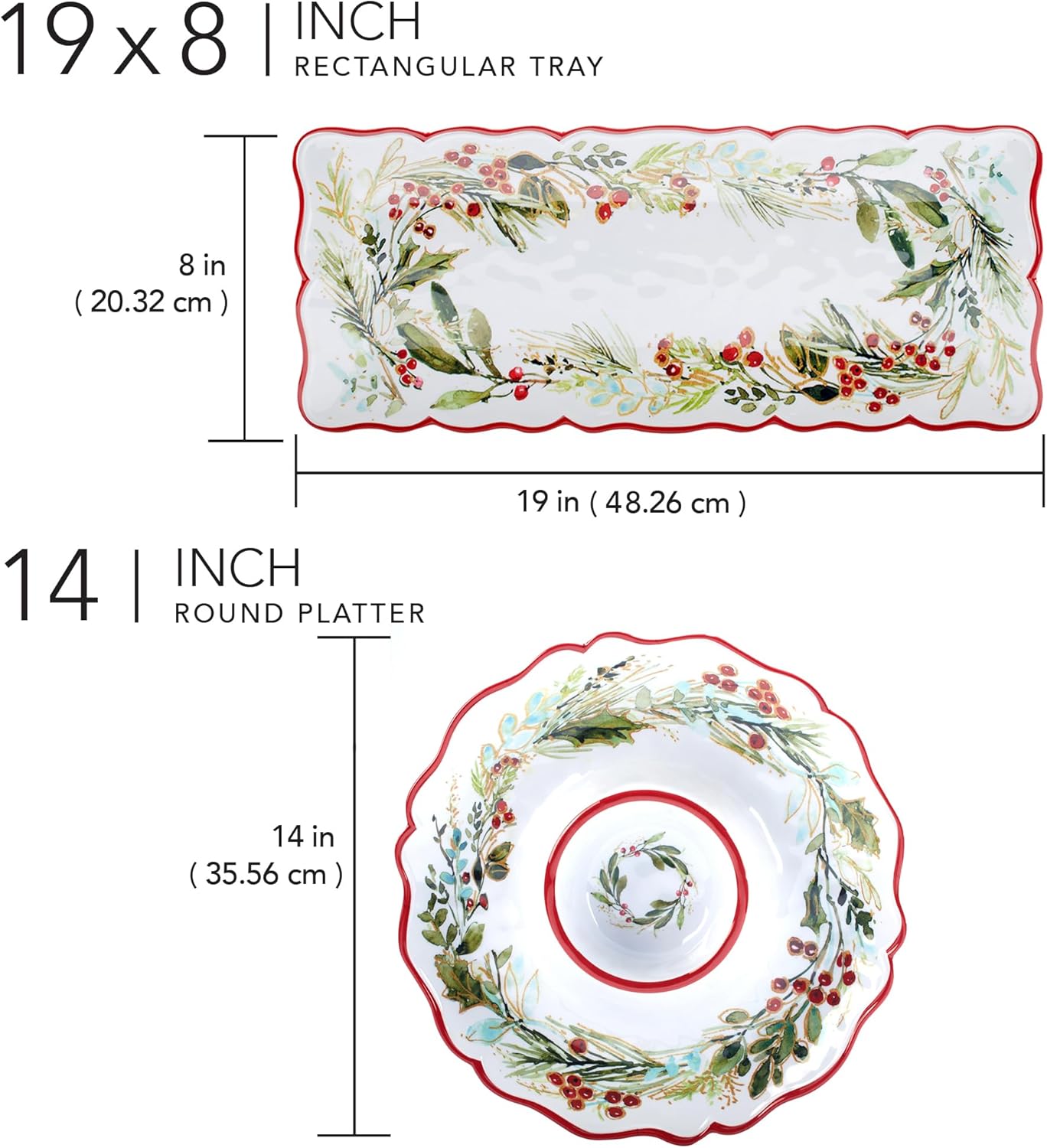 Certified International Christmas Gatherings Melamine 2 Pc Appetizer/Serving Set