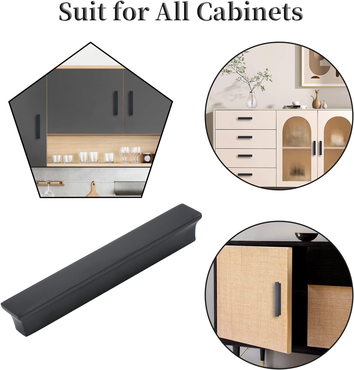 6-inch Black Matte Cabinet Handles - Black Kitchen Cabinet Pulls