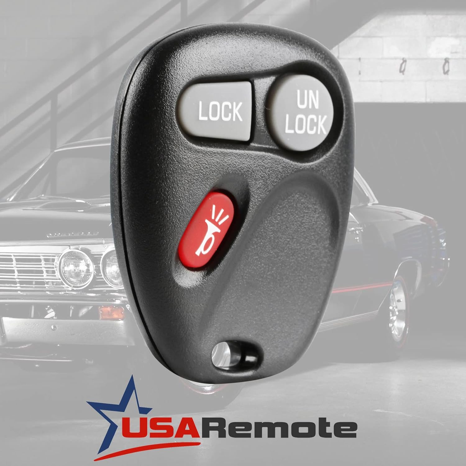 USARemote key fob in hand, showing buttons