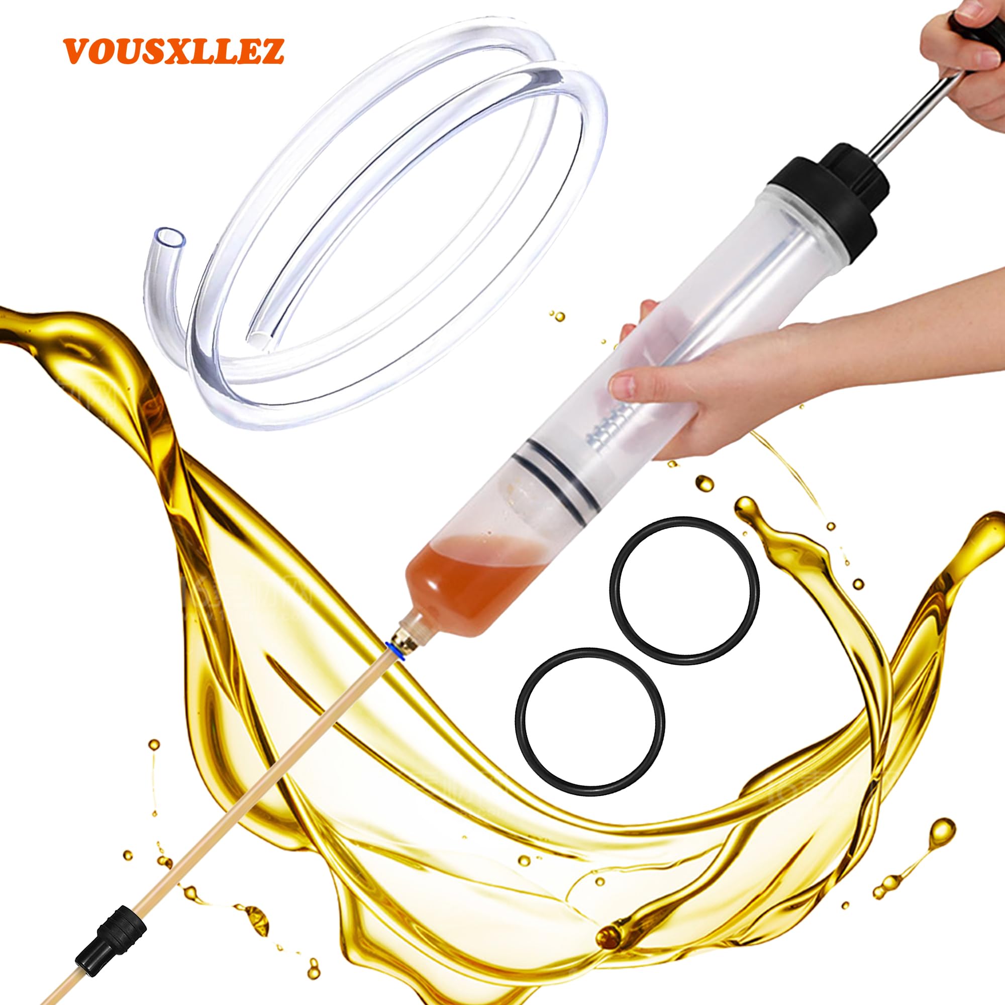 Seringue a Huile 500ml,Pompe Vidange Huile Moteur,Pompe Huile Vidange avec Tuyau,Pompe de Liquide Manuelle de Carburant et Liquide,Aspiration et Remplissage (500ml)