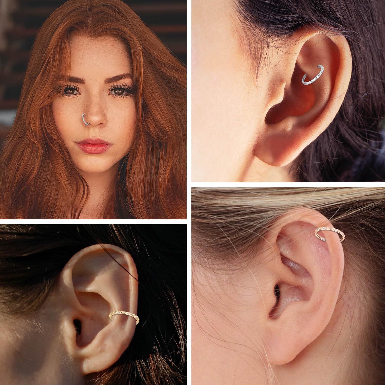 FUNLMO 316L Surgical Steel Cube Zircon Nose Ring Septum Jewelry Helix Conch Tragus Rook Daith Piercing Jewelry Cartilage Earring for Women Men