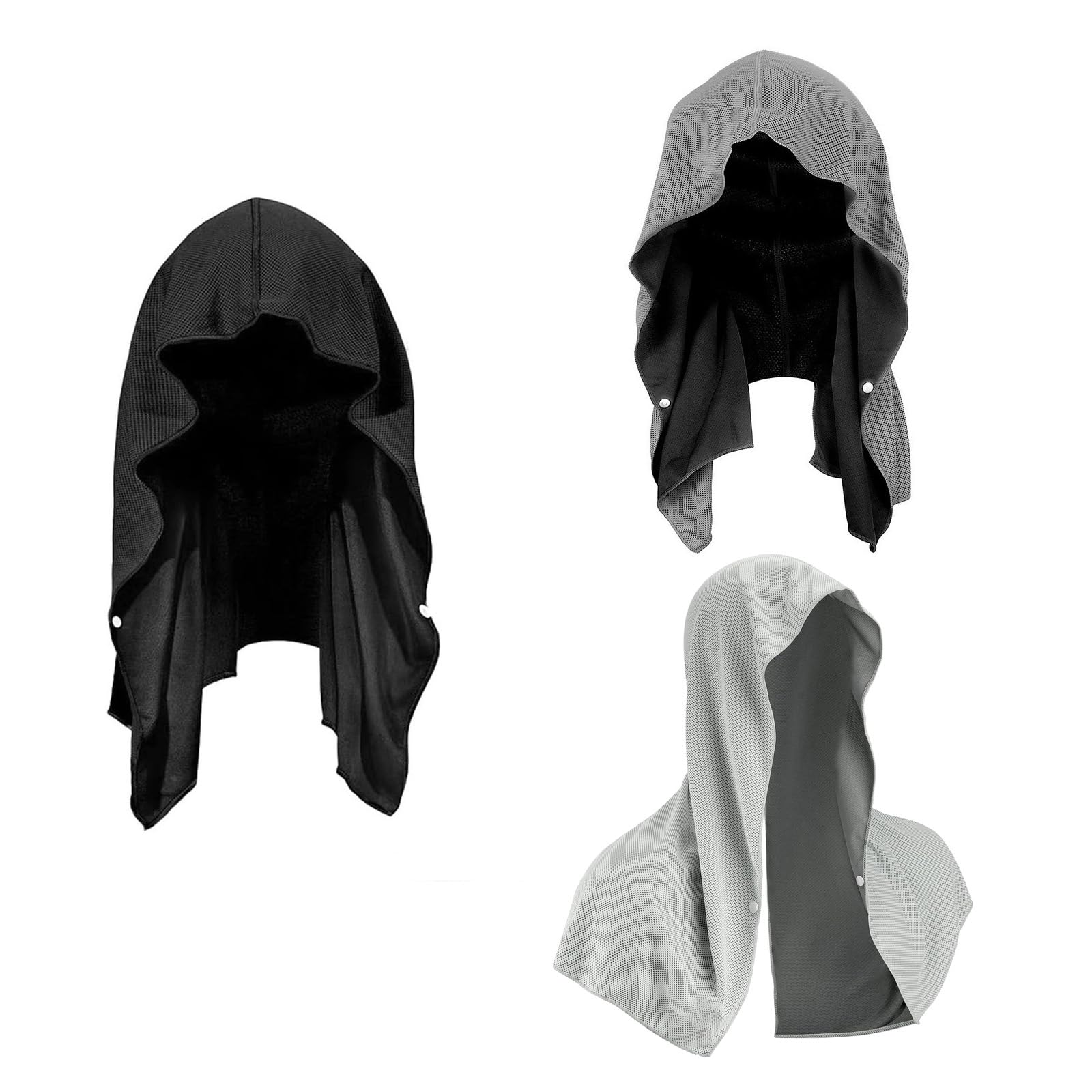LWAQWHU Cooling Towel,Sun Protection Cooling Towel for Hot Weather Travel, UV Protection Sport Head for Neck Face Quick Drying Absorbent Travel (3P_DLGreyBlack)