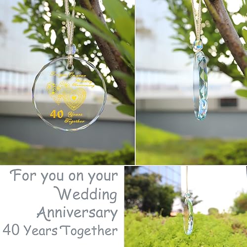 Miniatura 4 de Adorno de boda del 40 aniversario 2024, adorno de cristal de 40 años como decoración de aniversario de boda, recuerdo coleccionable de aniversario