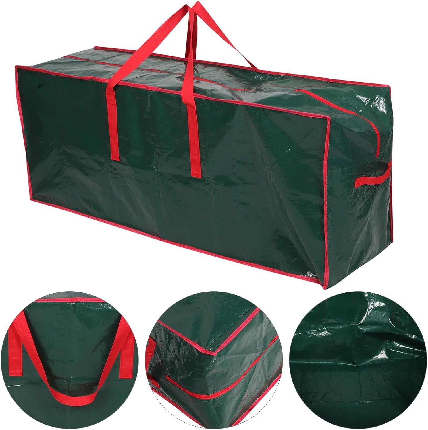 KALLORY Christmas Tree Storage Bag Large Waterproof Pe Woven Organizer with Reinforced Handles and Dual Zippers for Indoor Outdoor Holiday Decor, Size M 122x38x50cm
