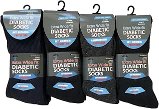 6 Pairs Mens Extra Wide Diabetic Work Socks Comfortable Toe Black Cotton Rich Size Uk 6-11