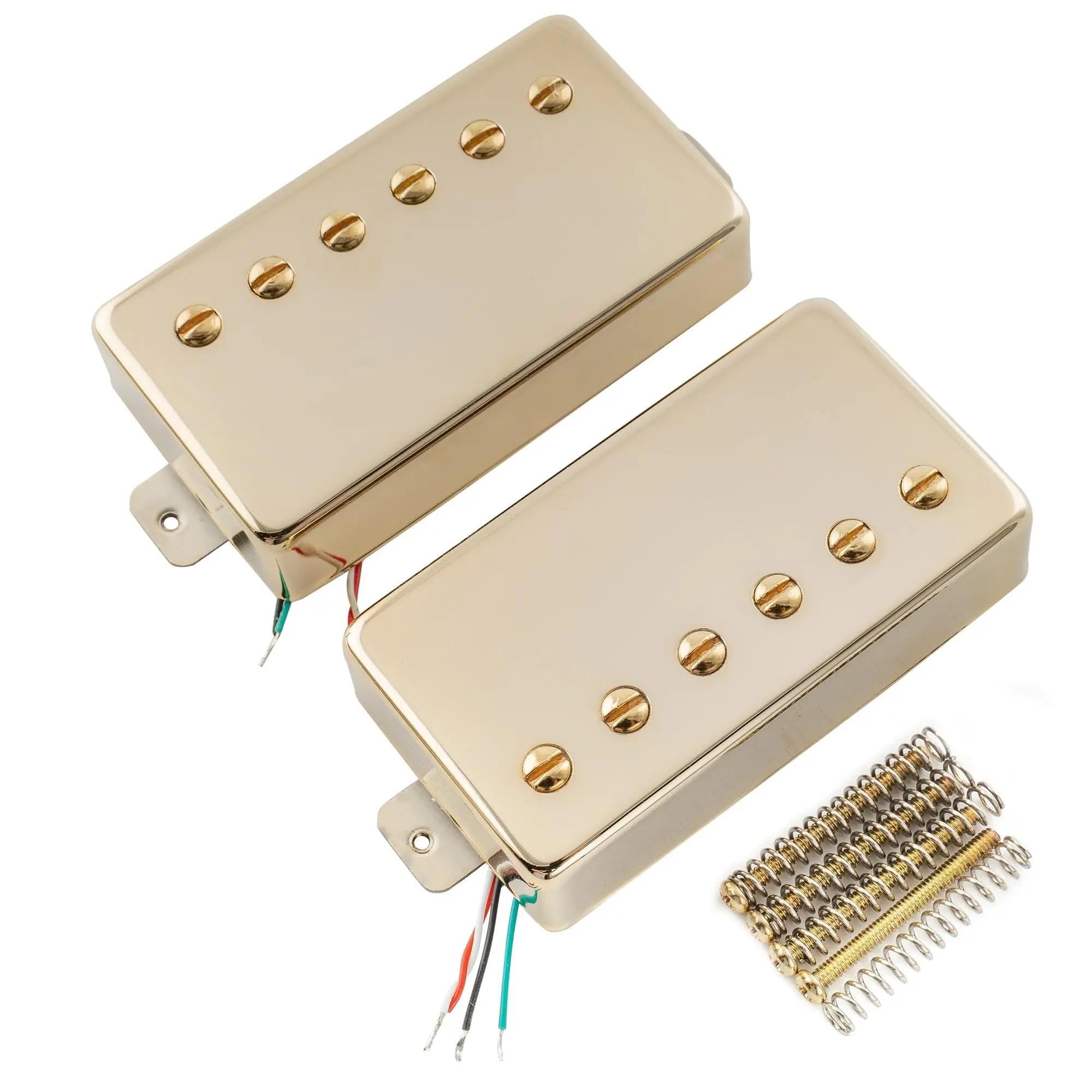 Rofesjonalnych Przetwornik Do Gitary Elektrycznej Zestaw Do Odbioru | Zestaw przetworników Alnico 5 Covered Standard Humbucker przy mostku do gitary elektrycznej w kolorze czarnym(Gold Set)