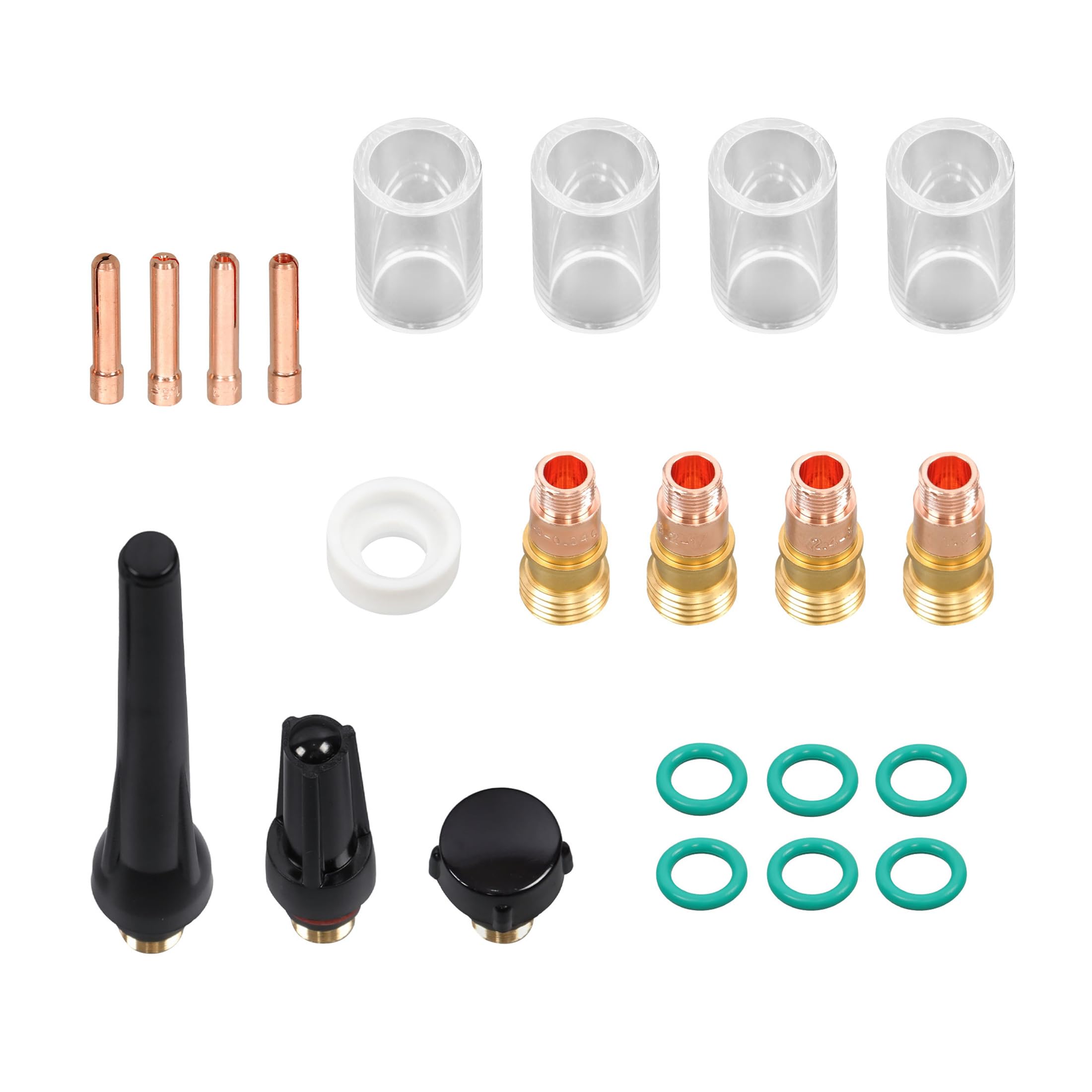Thomletha WP17 WP18 WP26 Torch Parts Kit - 22PCS Stubby Gas Lens and 10 Glass Cups - Full TIG Welding Consumables Set with O-Rings