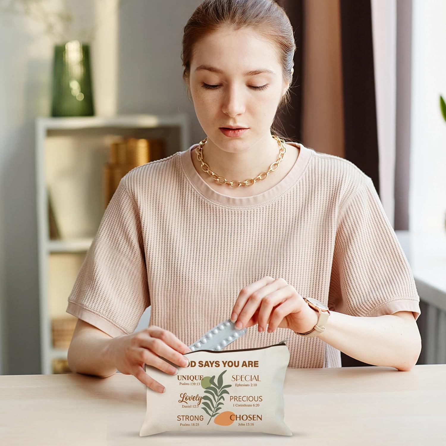 24 Pcs Christian Cosmetic Bags Bulk for Women Bible Verse Makeup Bags Christian Gifts Inspirational Canvas Pouches with Zipper for Cosmetics Journaling Motivational Supplies (Christian) - Image 6