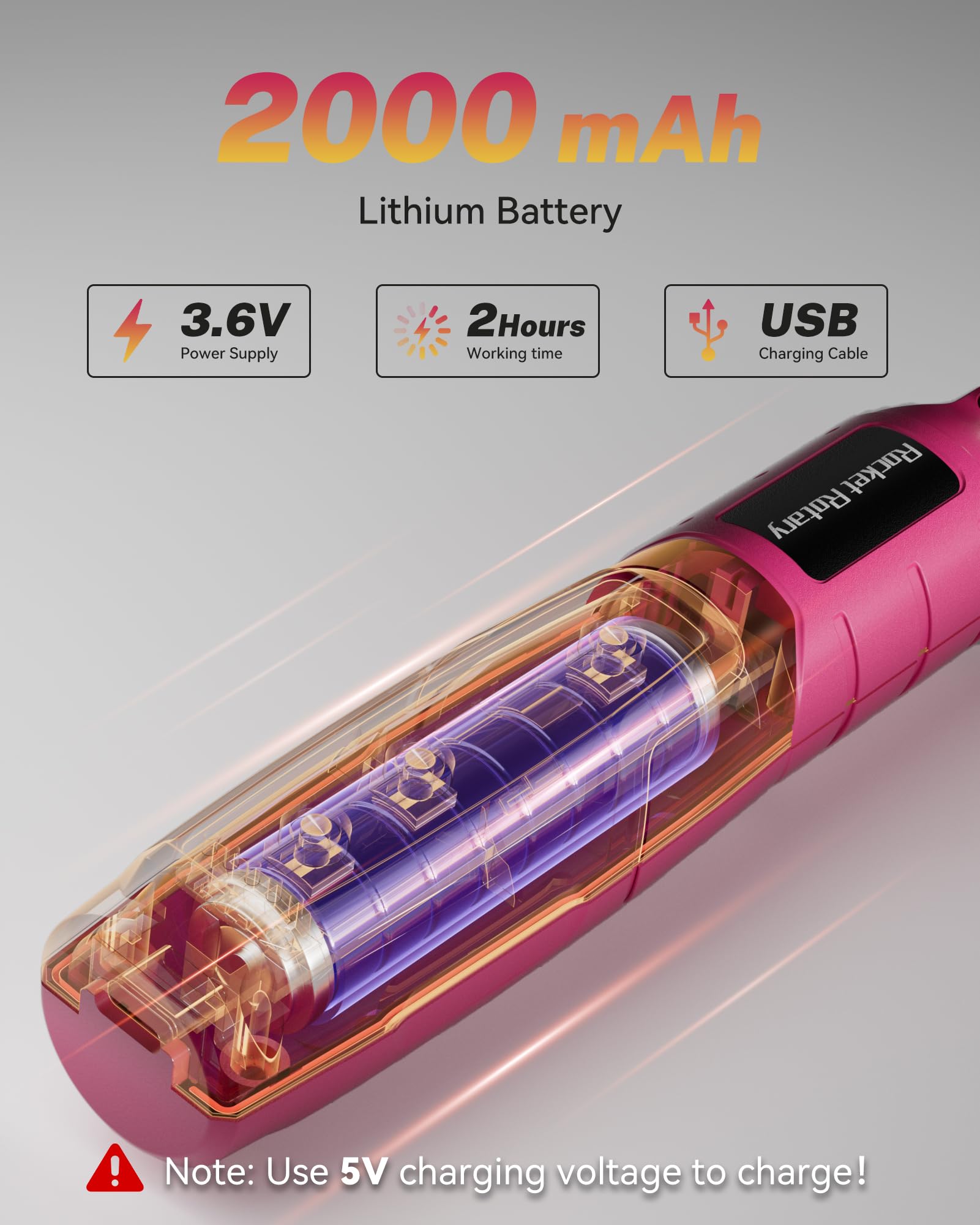 Mini kit di utensili rotanti senza fili con 75 accessori, penna per incisione ricaricabile a 5 velocità con luce LED, strumento rotante elettrico da 3,6 V per levigatura, lucidatura, foratura