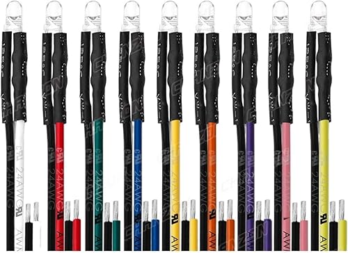 SaNzia 5 unidades de diodo LED de 0.118 in de 12 V blanco cálido, rojo, verde, azul, amarillo, naranja, UV, morado, rosa, precableado, 5, 9, 12 V,