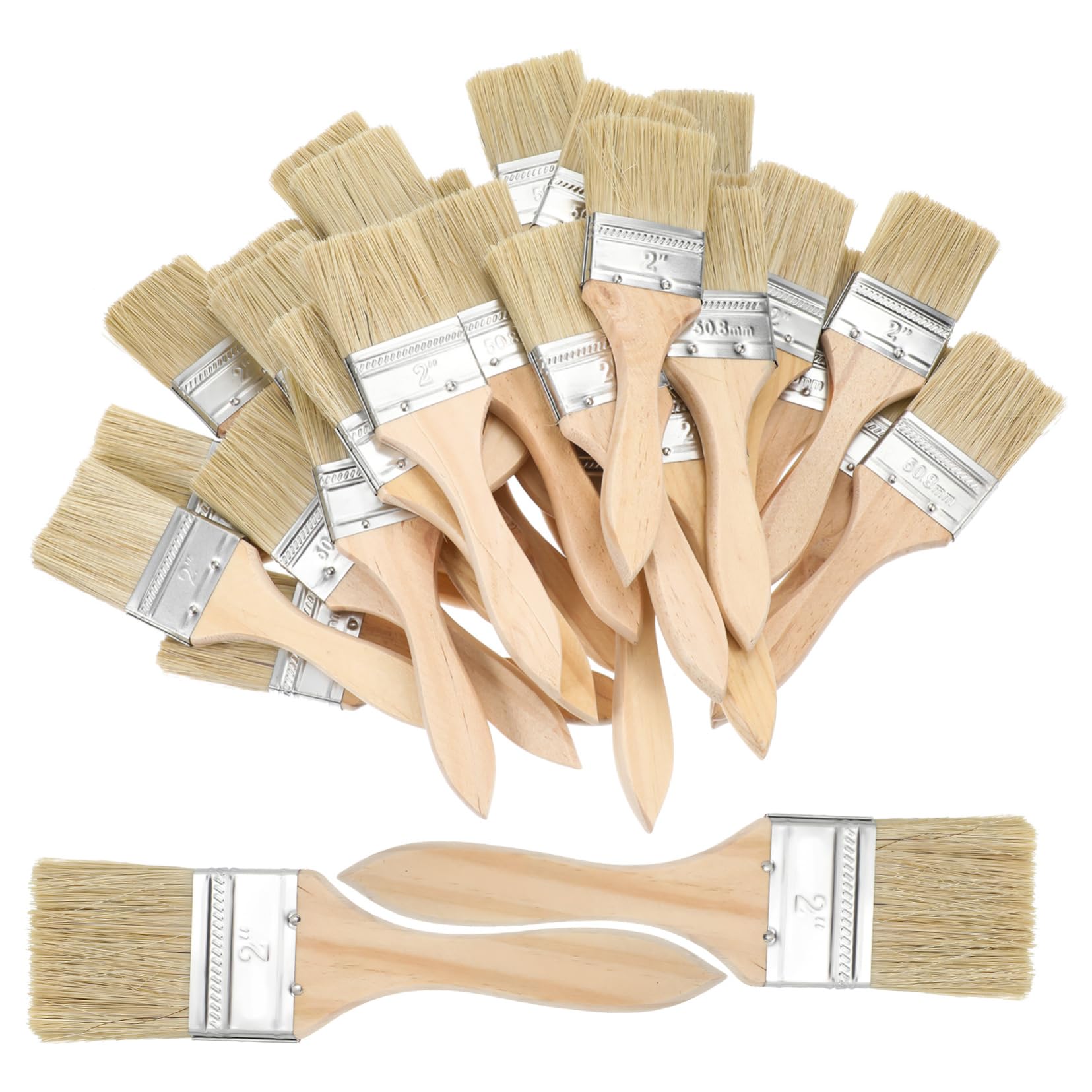 VILLCASE 30pezzi Pennelli Con Manico in Legno Per Pittura Pennello Piatto Per Vernice Su e Recinzioni Compatibile Con Diverse Pitture e Finiture