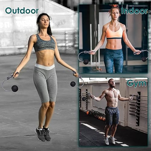 Vista 8 de Cordless Jump Rope for Fitness with Indoor Jumping Rope Weighted Ropeless Skipping Jump Rope for Men Women Kids High-Speed Rope Skipping for Narrow