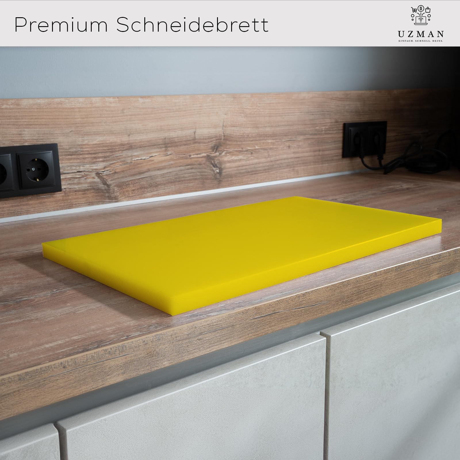 Gastro Schneidebrett aus Kunststoff PP – Hygienisches Profi-Schneidbrett in Verschiedenen Farben und Größen (500x300x20 mm & 600x400x20 mm) HACCP Hackbrett Küchenbrett (Gelb, 600 * 400)