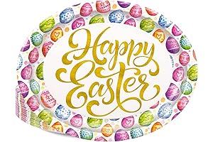 50 Pack Oval Shaped Plates for Easter Festivities